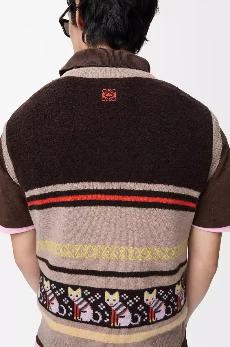 gilet in lana e cashmere beigemulticolore
