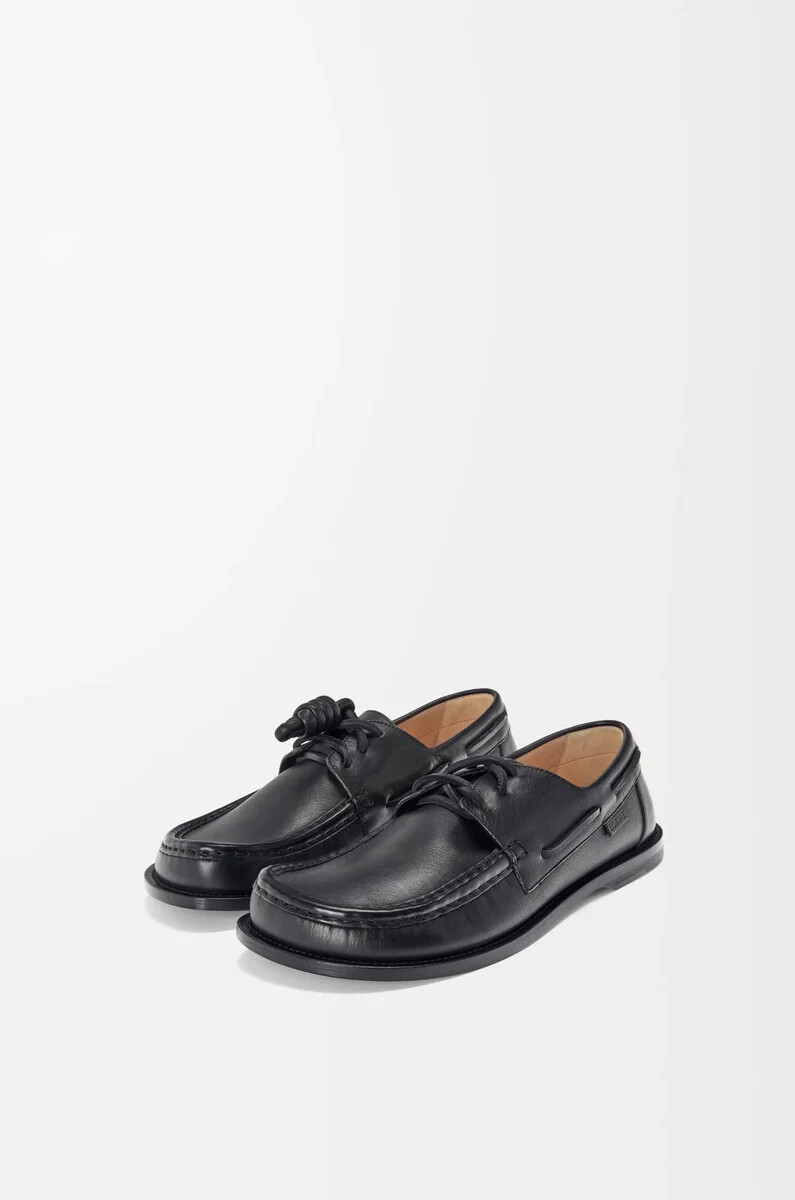 scarpa da barca campo in morbida pelle di vitello nero