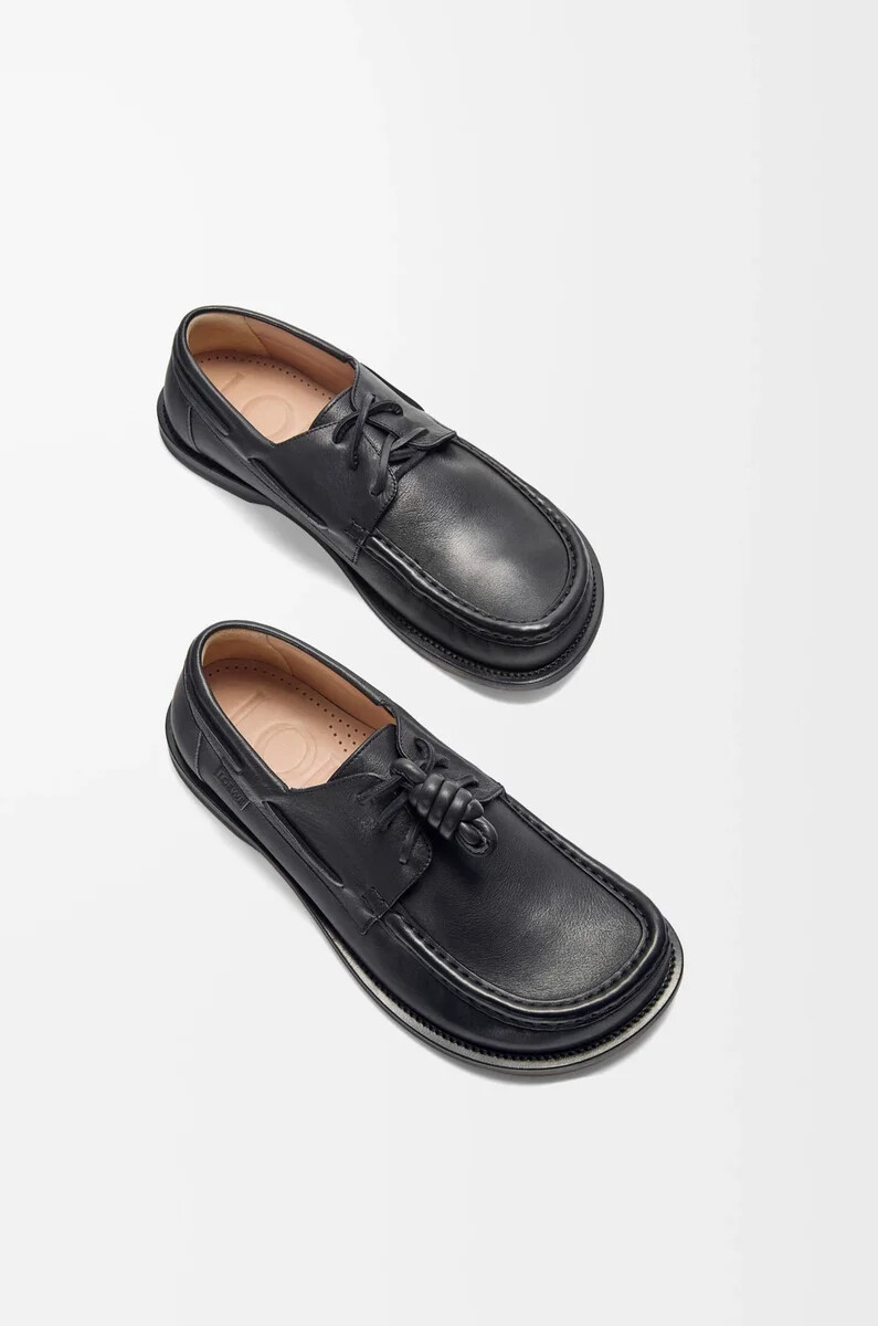 scarpa da barca campo in morbida pelle di vitello nero