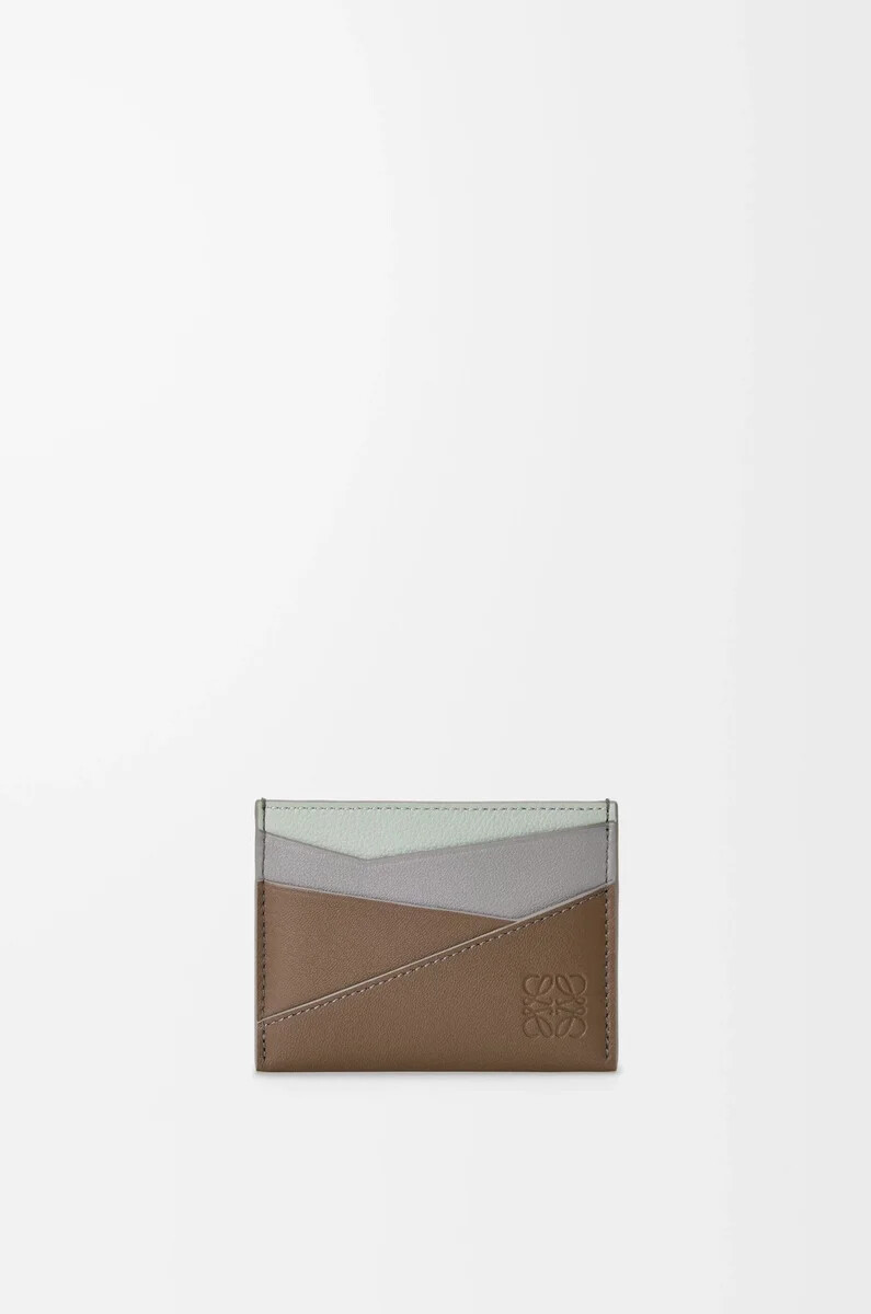 portacarte puzzle in pelle di vitello classica marrone invernalegrigio cenere
