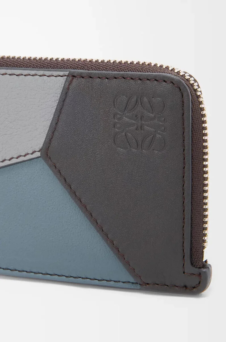 porta carte puzzle coin in pelle di vitello classica grigio asfaltoblu tempesta