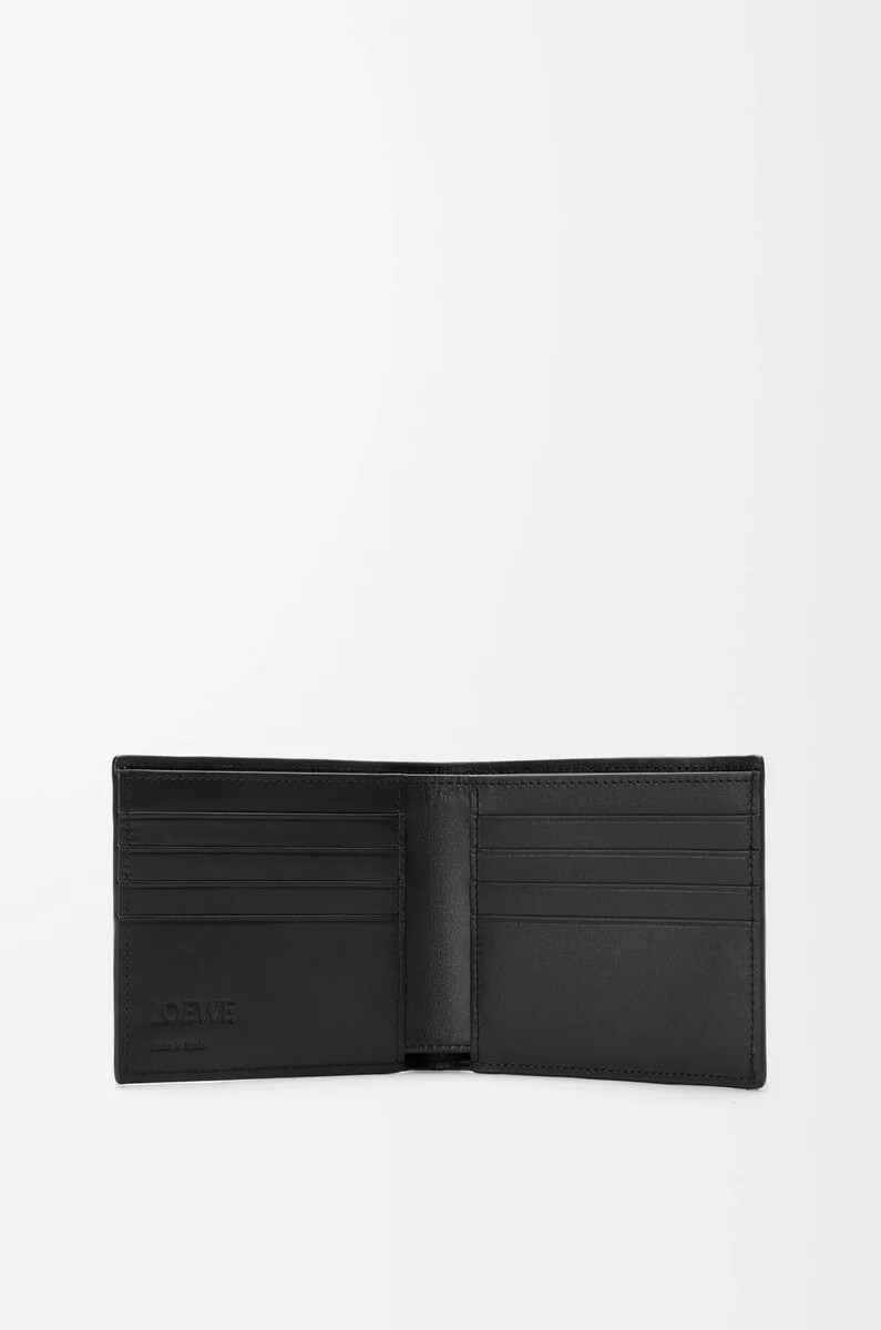 portafoglio bifold puzzle in morbida pelle di vitello granata nero
