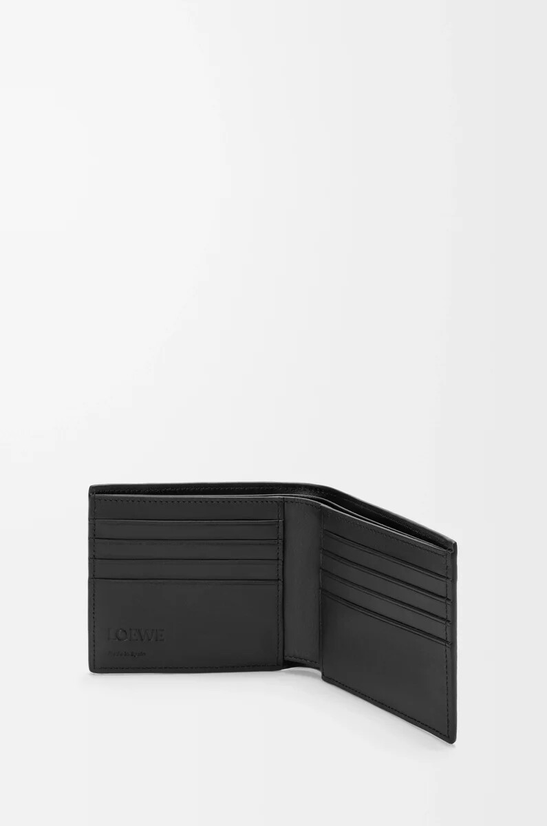 portafoglio bifold puzzle in morbida pelle di vitello granata nero