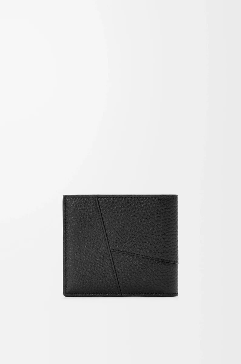 portafoglio bifold puzzle in morbida pelle di vitello granata nero