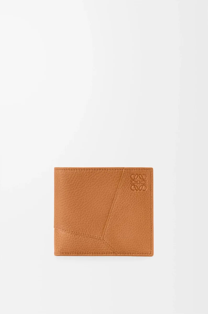 portafoglio bifold puzzle in morbida pelle di vitello grana light canyon brown