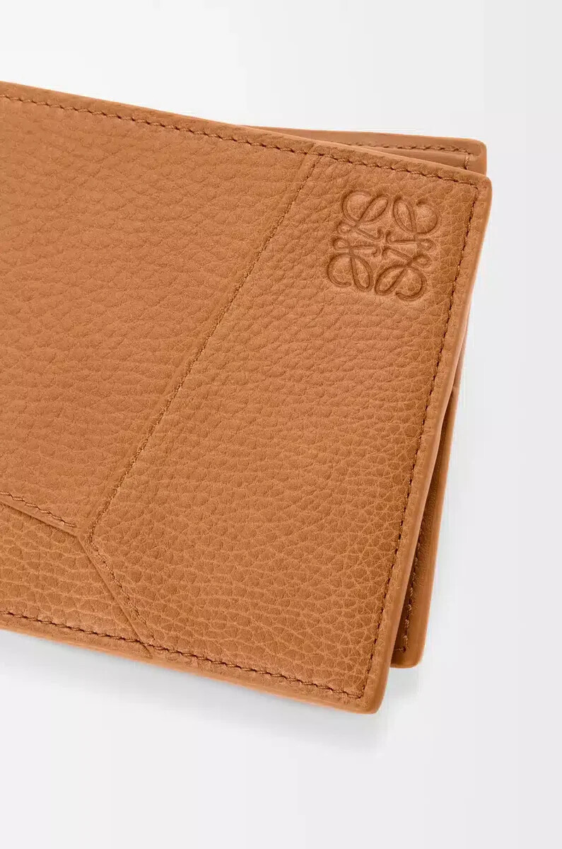 portafoglio bifold puzzle in morbida pelle di vitello grana light canyon brown
