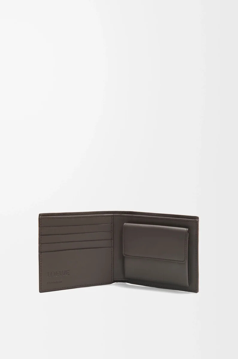 portafoglio bifold puzzle in pelle di vitello classica grigio scuro