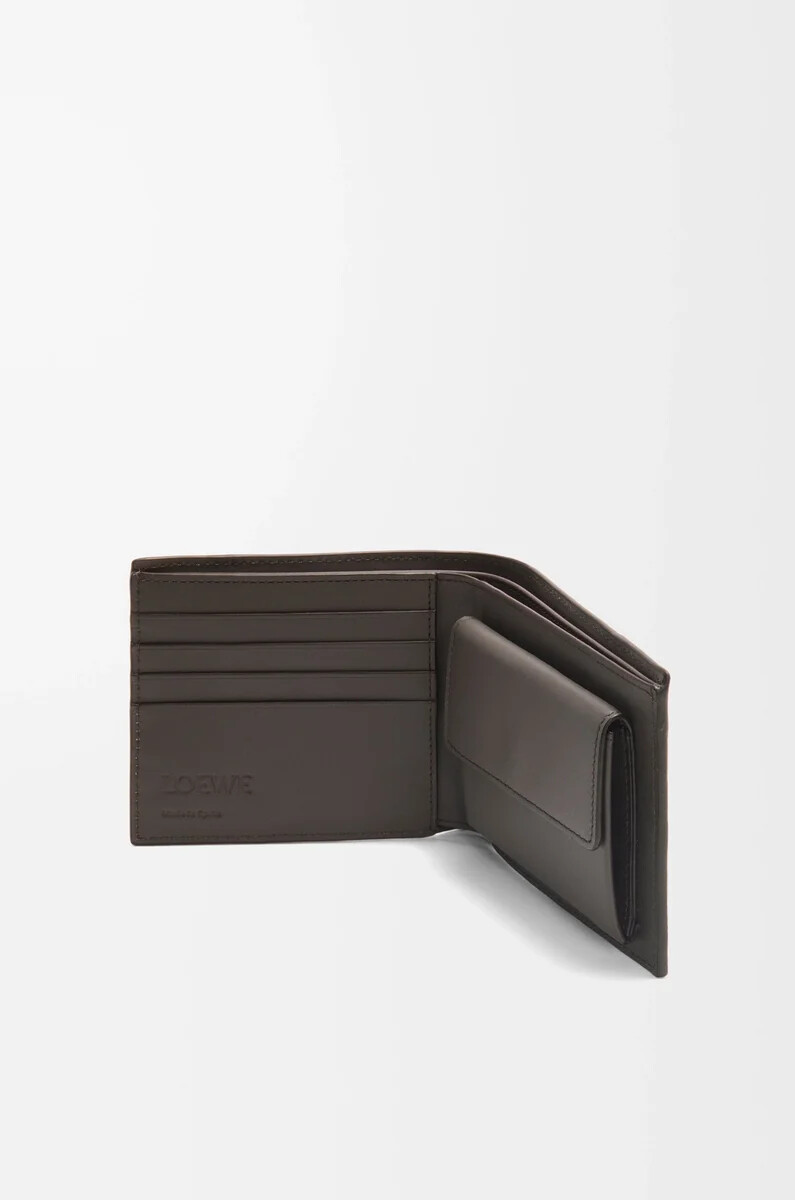 portafoglio bifold puzzle in pelle di vitello classica grigio scuro