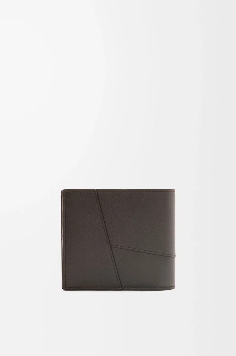 portafoglio bifold puzzle in pelle di vitello classica grigio scuro