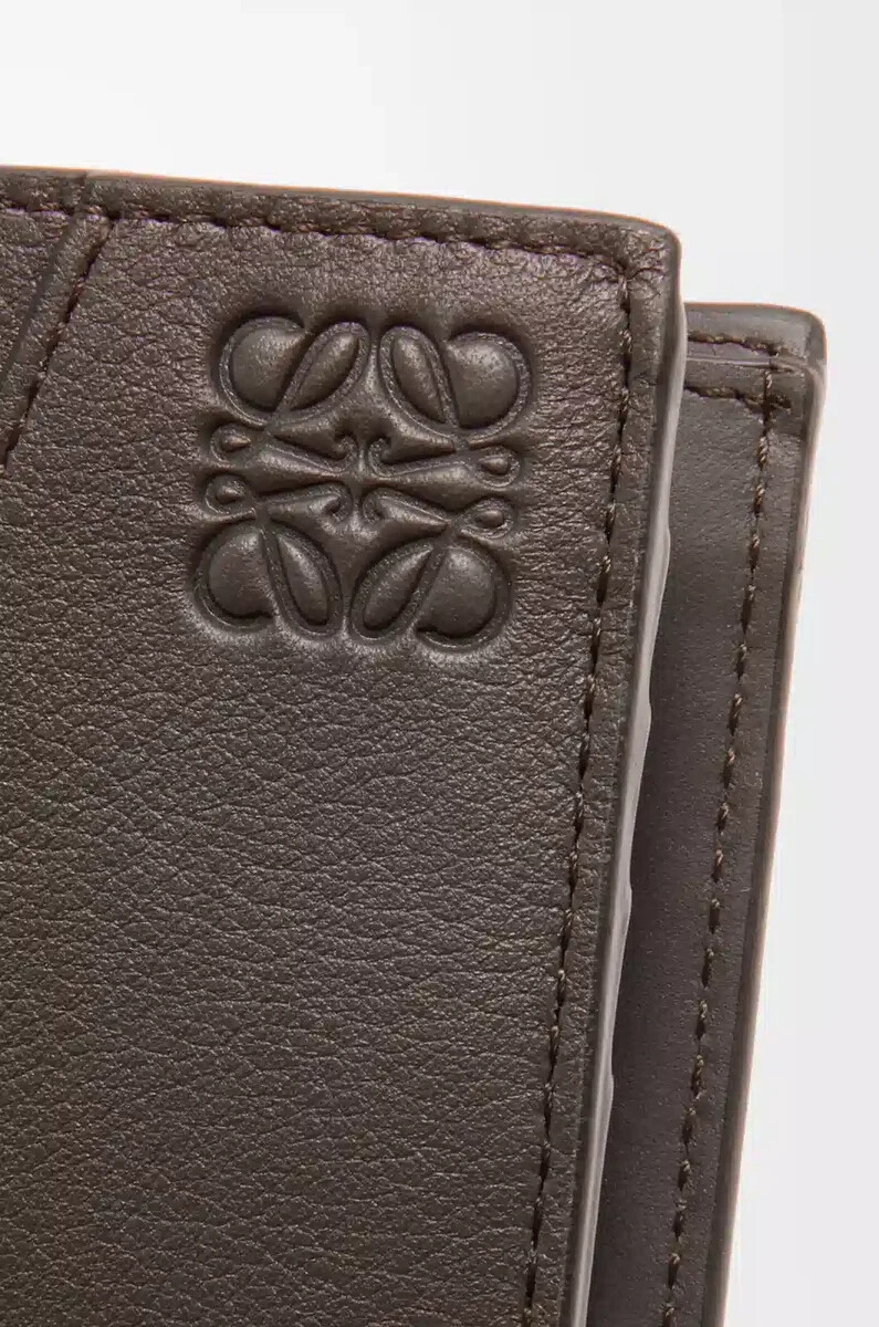 portafoglio bifold puzzle in pelle di vitello classica grigio scuro