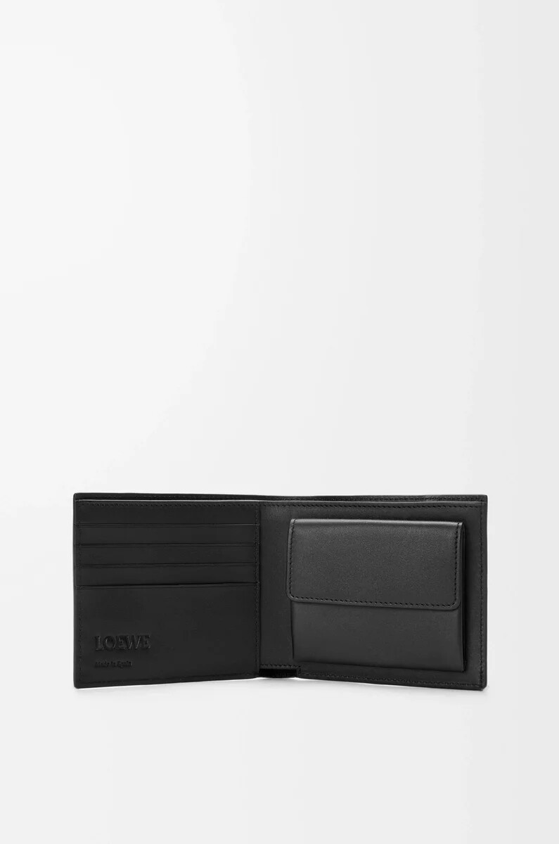 portafoglio portamonete bifold puzzle in morbida pelle di vitello granata nero