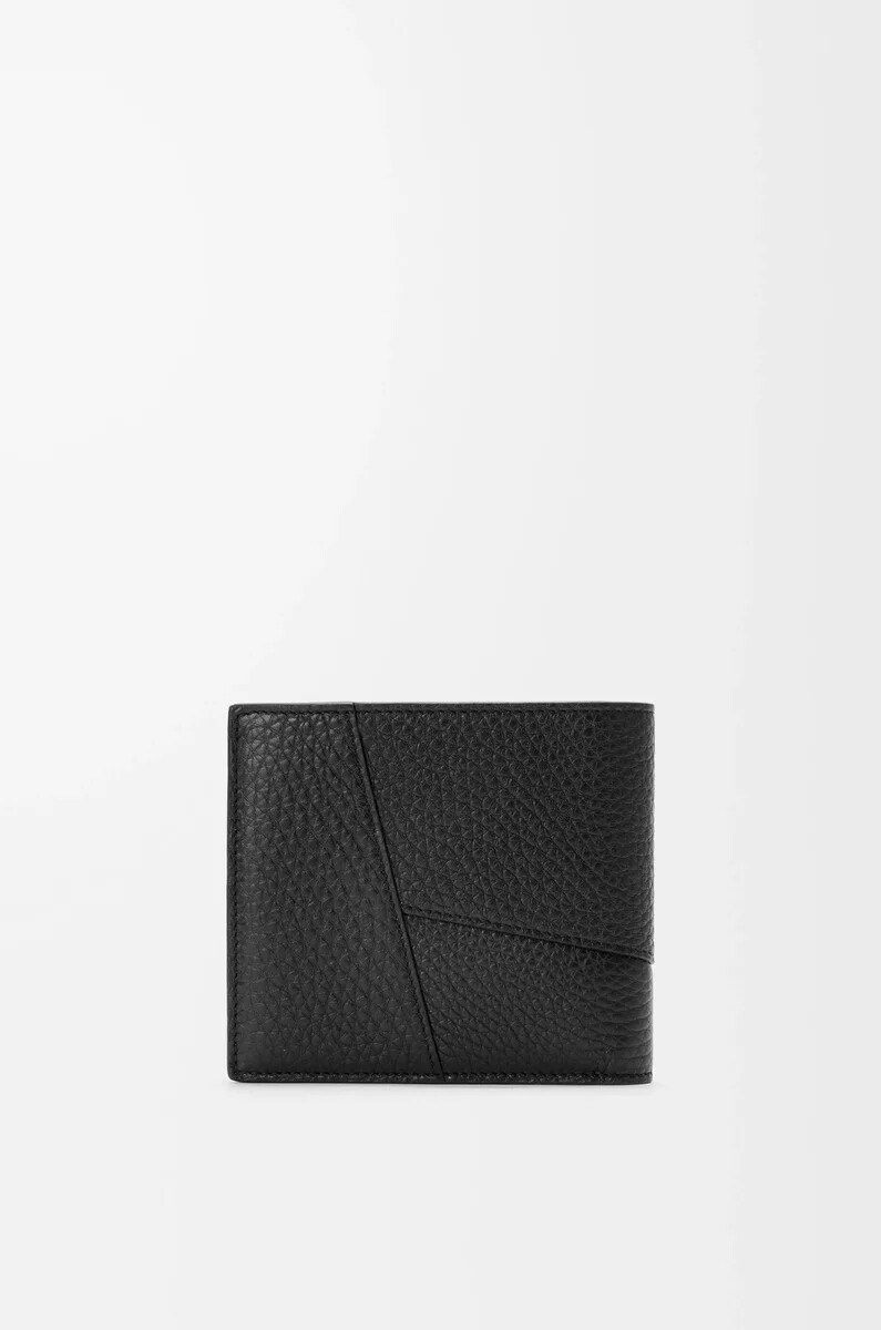 portafoglio portamonete bifold puzzle in morbida pelle di vitello granata nero