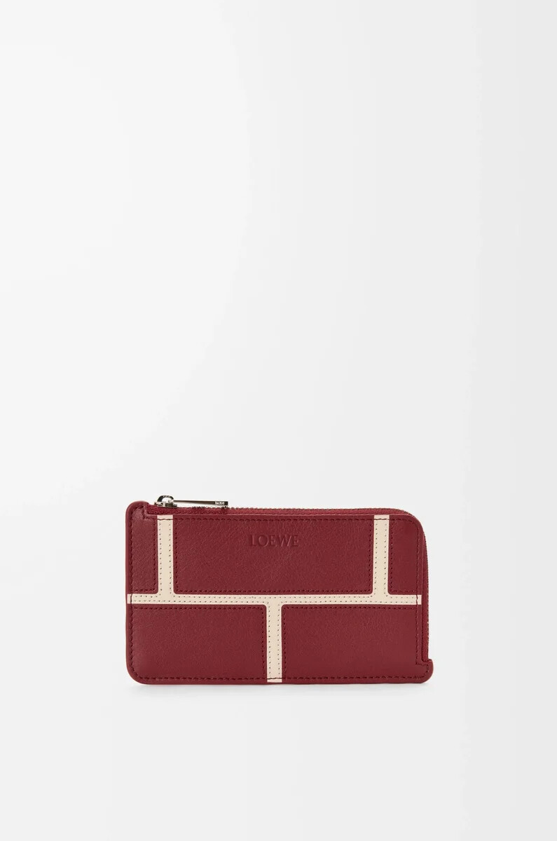 porta carte di credito in vitello classico burnt red