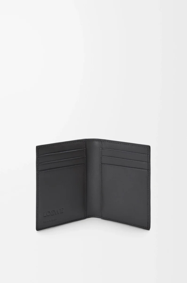 portacarte bifold puzzle in pelle di vitello classica grigio asfaltoblu tempesta