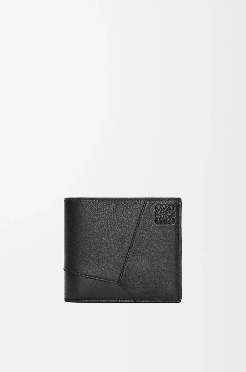 portafoglio bifold puzzle in pelle di vitello classica nero
