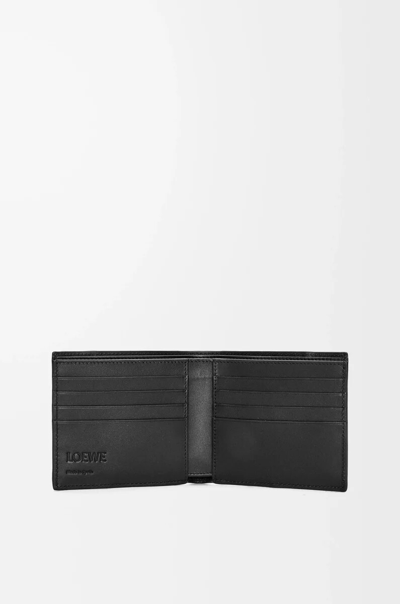 portafoglio bifold puzzle in pelle di vitello classica nero