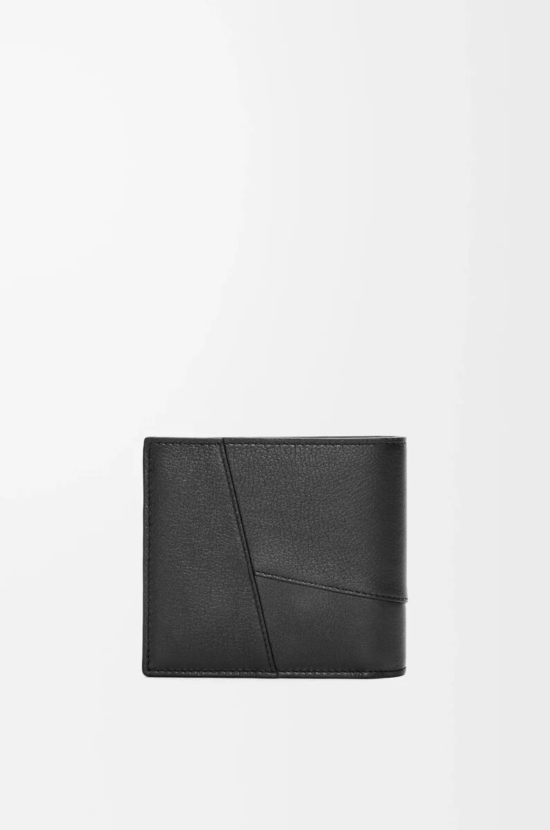 portafoglio bifold puzzle in pelle di vitello classica nero