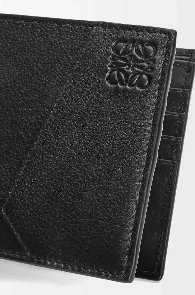 portafoglio bifold puzzle in pelle di vitello classica nero