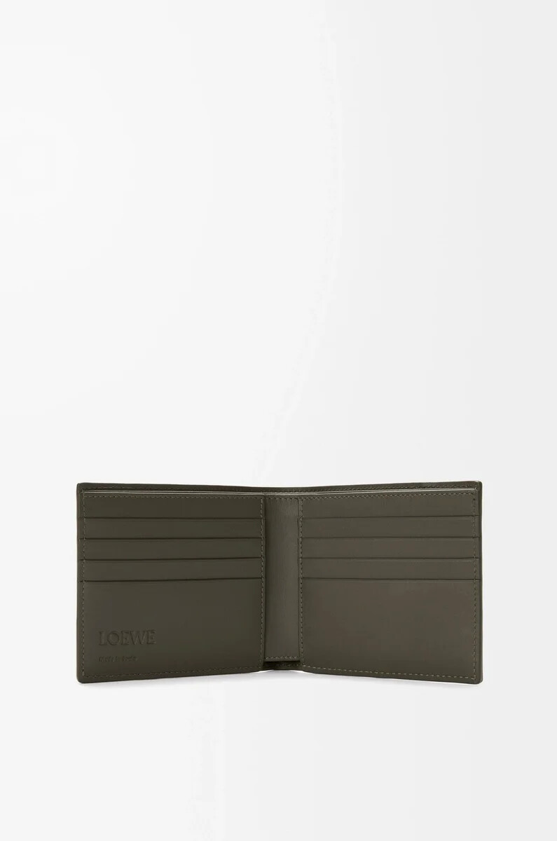 portafoglio bifold puzzle in pelle di vitello classica dark khaki