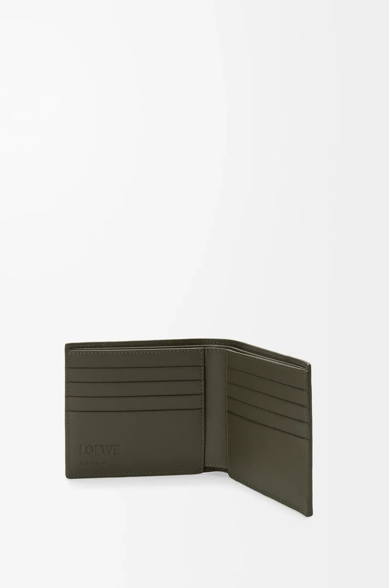 portafoglio bifold puzzle in pelle di vitello classica dark khaki