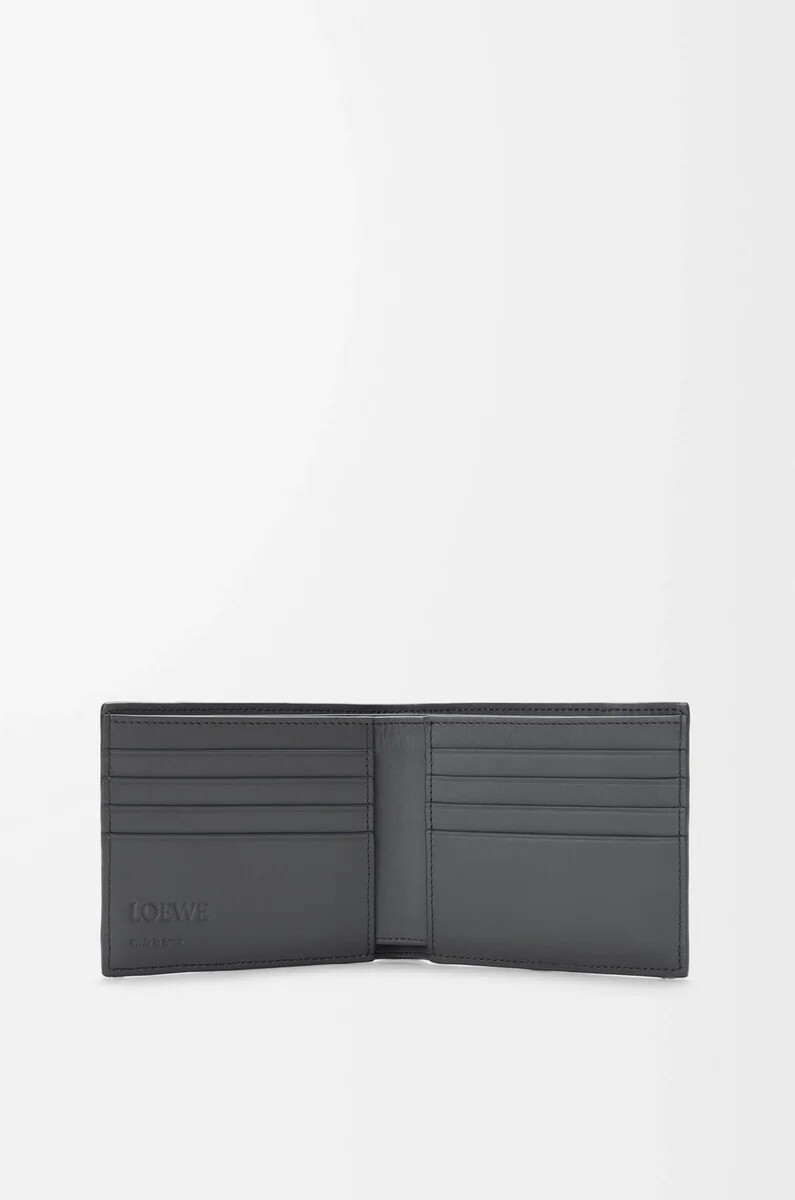 portafoglio bifold puzzle in pelle di vitello classica grigio asfaltoblu tempesta