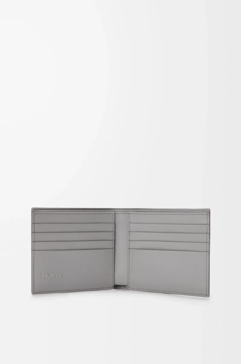 portafoglio bifold puzzle in pelle di vitello classica winter brownash grey