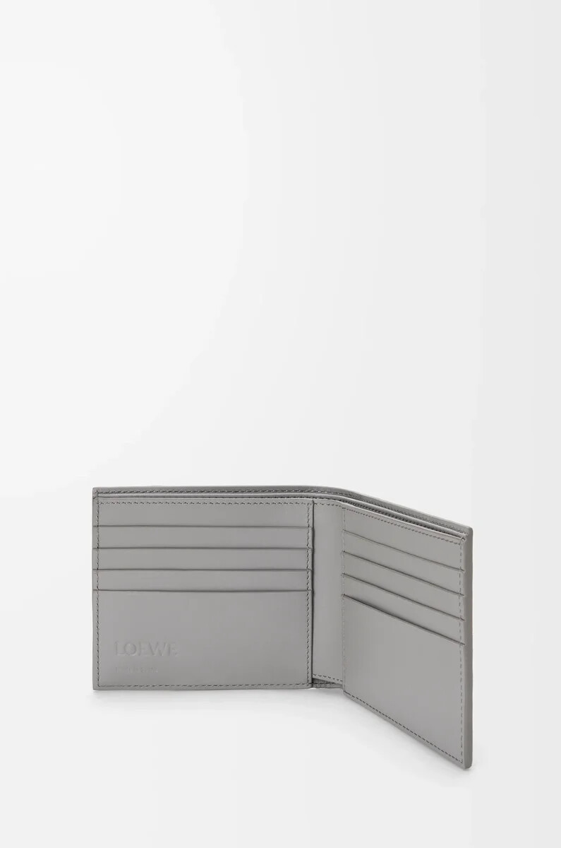 portafoglio bifold puzzle in pelle di vitello classica winter brownash grey