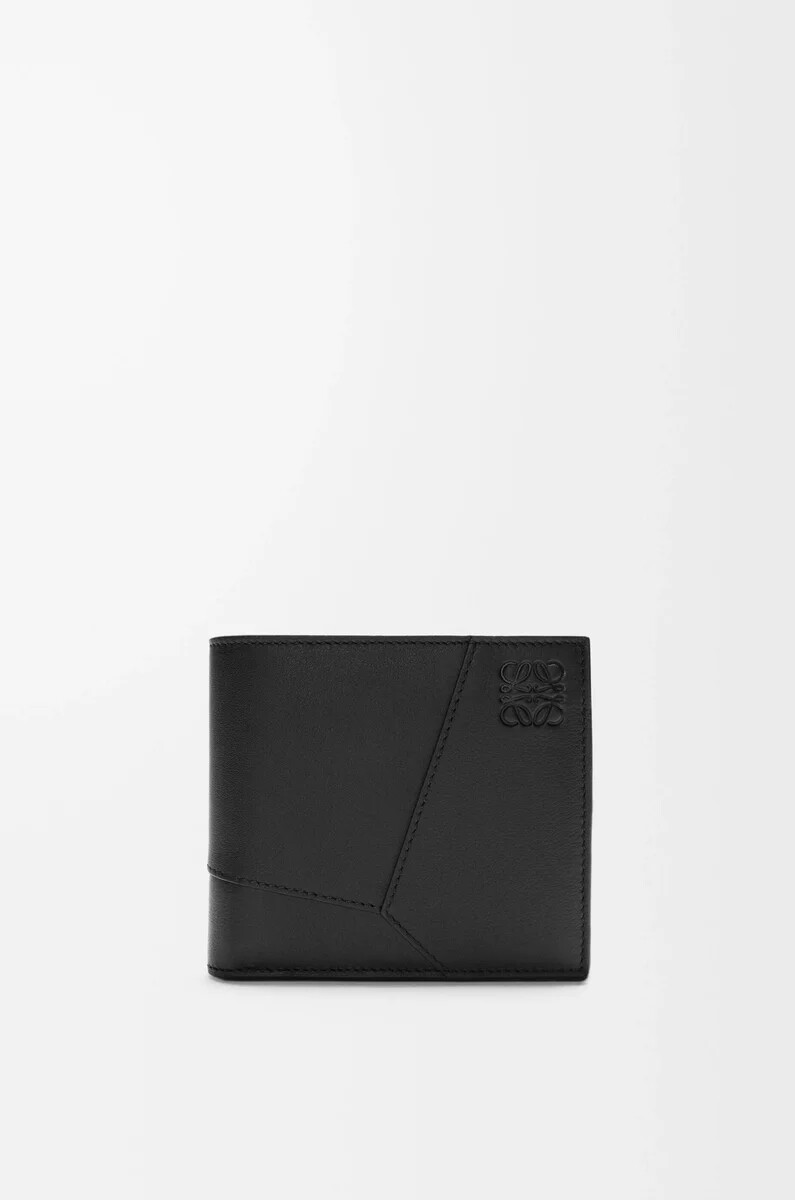 portafoglio bifold puzzle in pelle di vitello classica nero