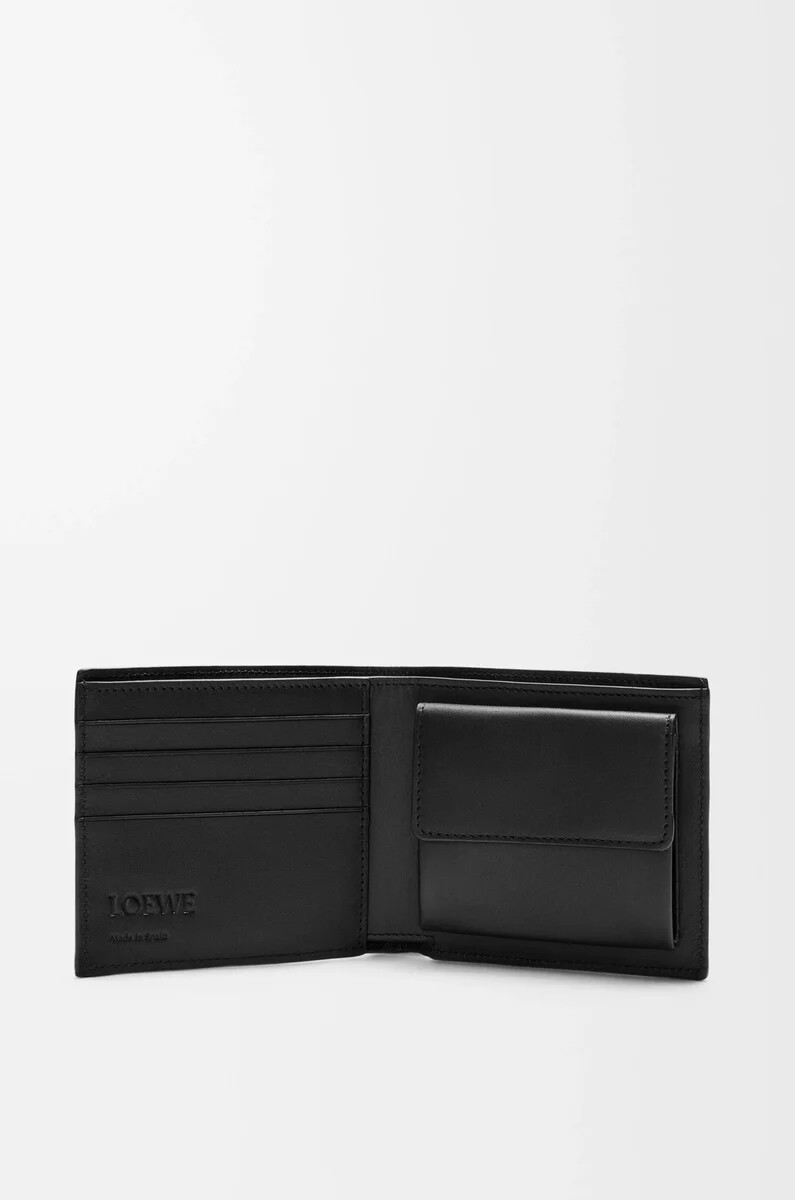 portafoglio bifold puzzle in pelle di vitello classica nero