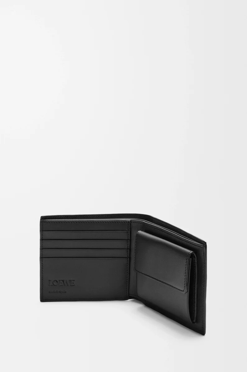 portafoglio bifold puzzle in pelle di vitello classica nero
