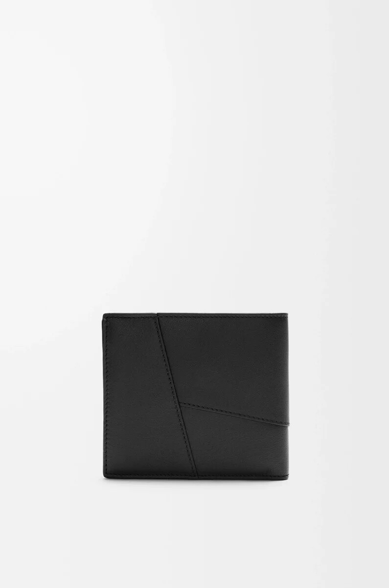 portafoglio bifold puzzle in pelle di vitello classica nero