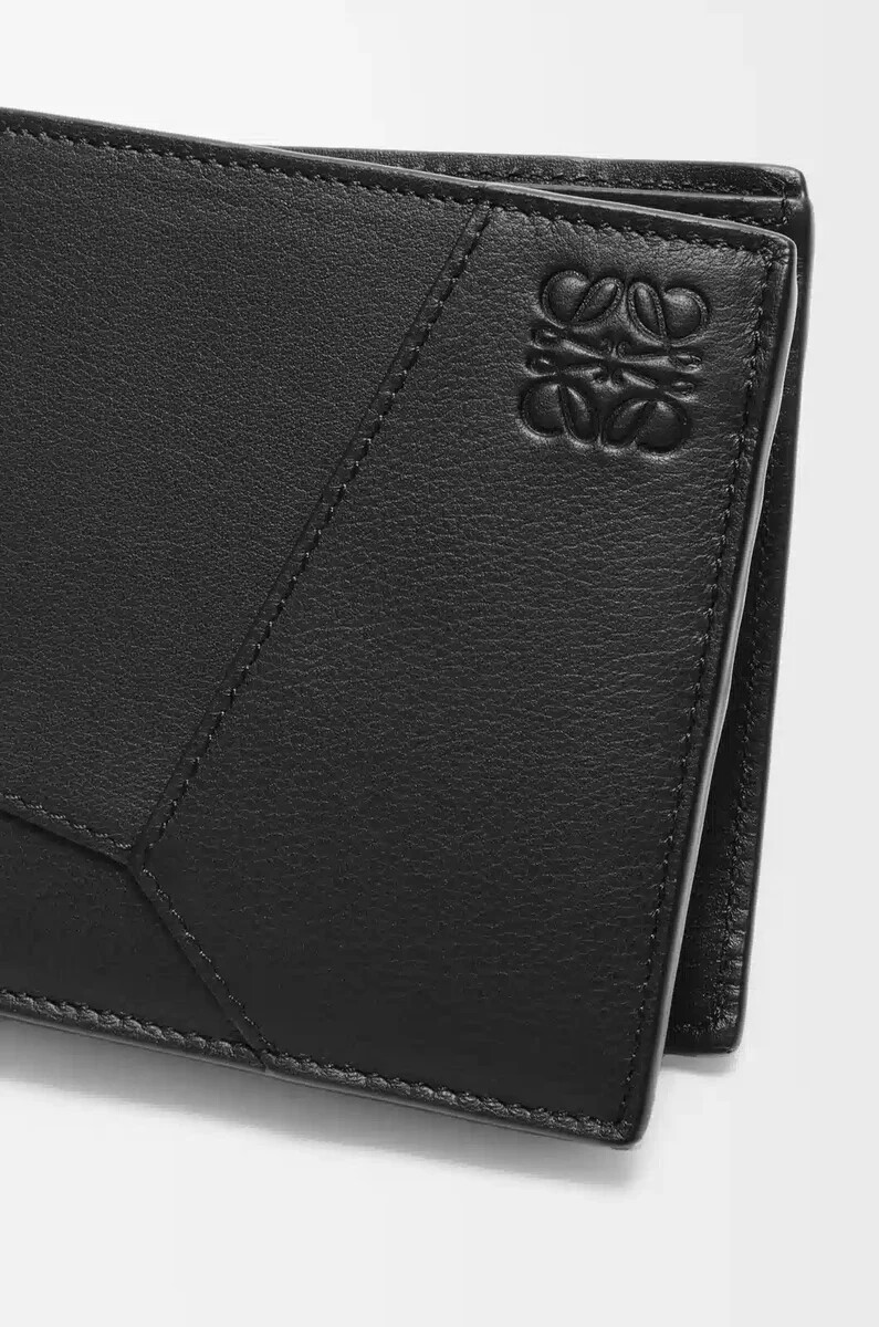 portafoglio bifold puzzle in pelle di vitello classica nero