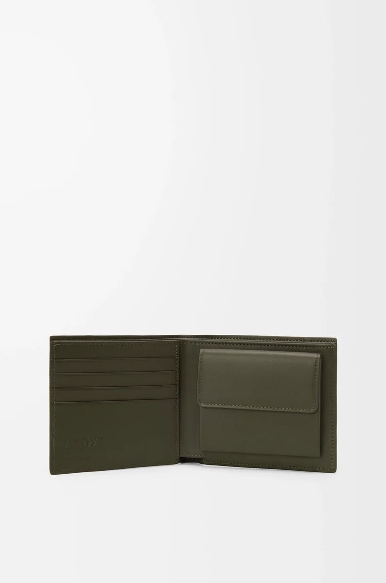 portafoglio bifold puzzle in pelle di vitello classica color cachi scuro