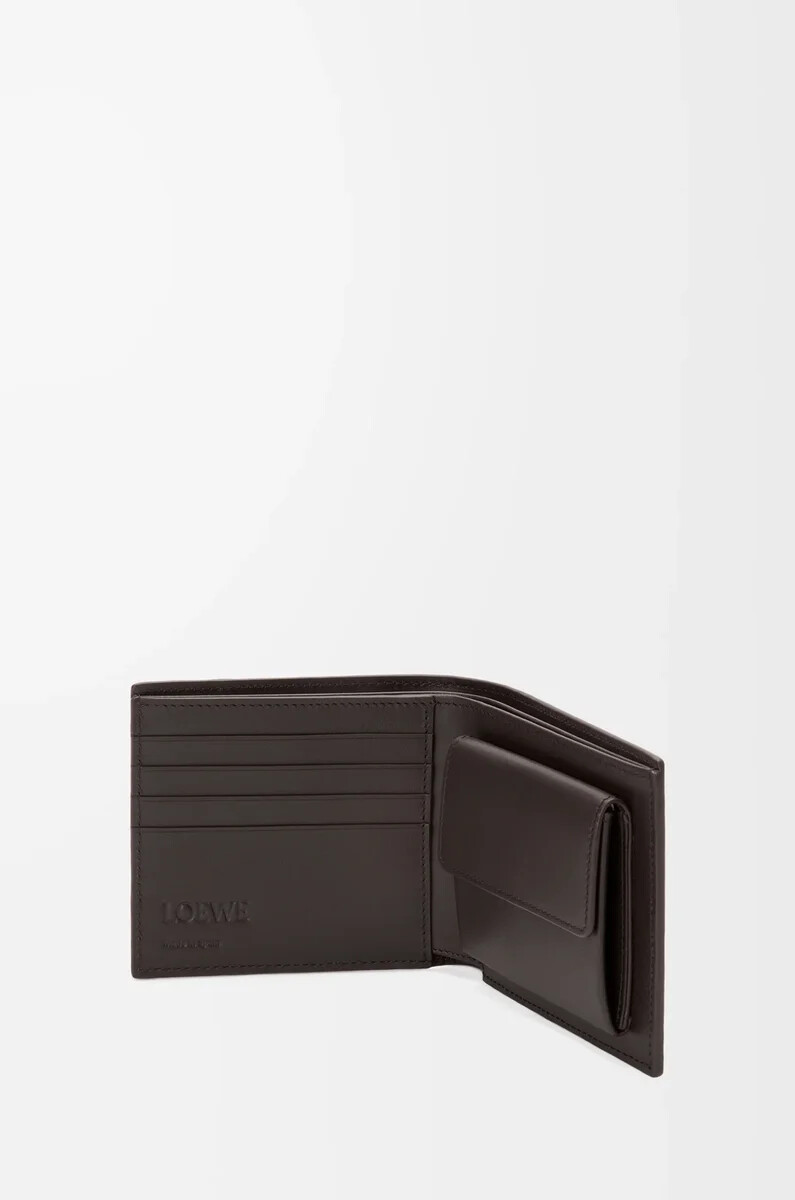 portafoglio bifold puzzle in pelle di vitello classica olivamarrone scuro
