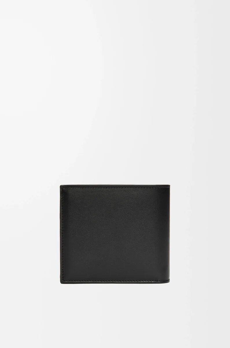 portafoglio portamonete bifold in pelle di vitello satinata nero