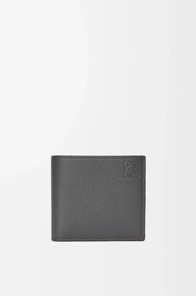 portafoglio portamonete bifold in morbida pelle di vitello granata antracite
