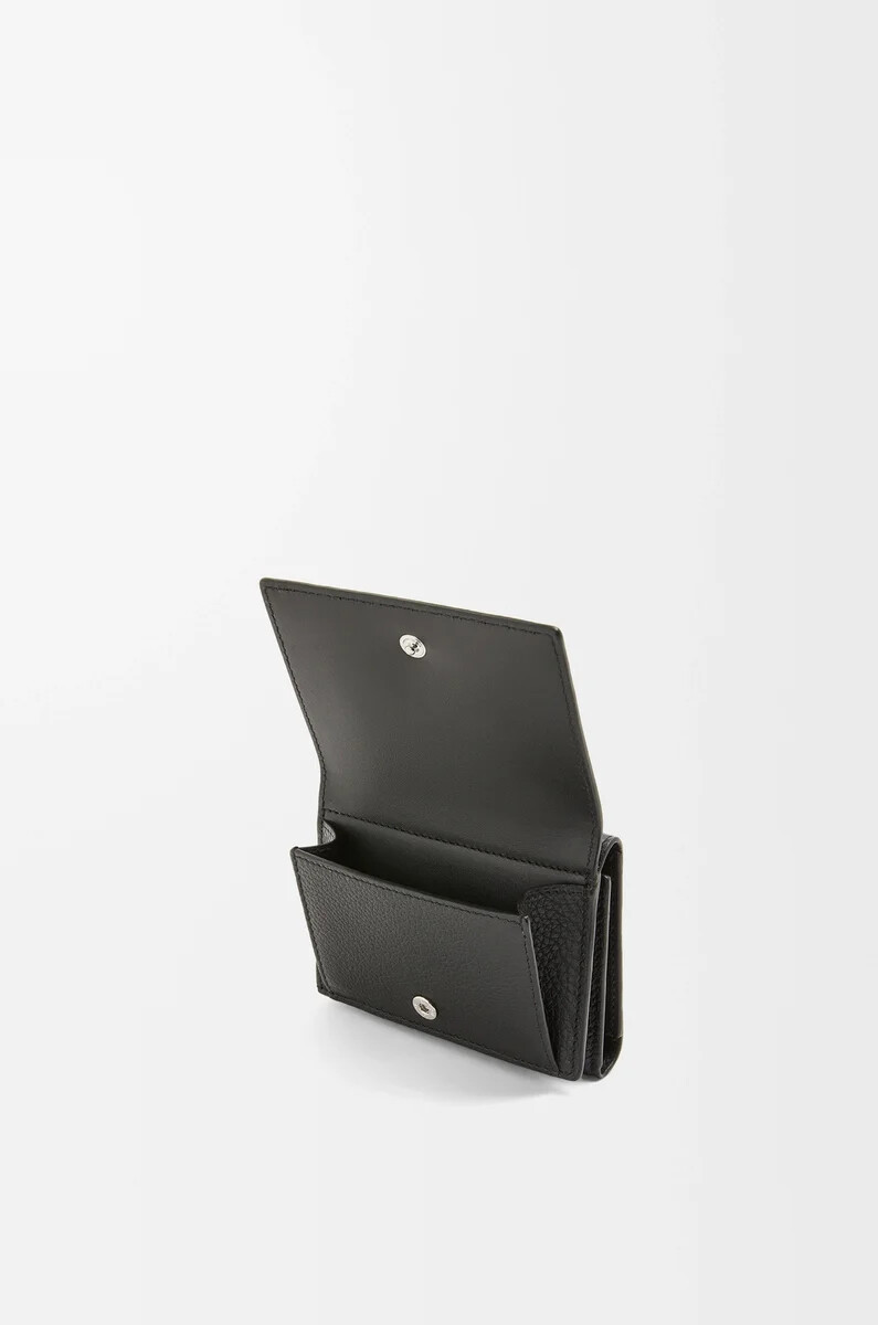 portafoglio trifold in morbida pelle di vitello granata nero