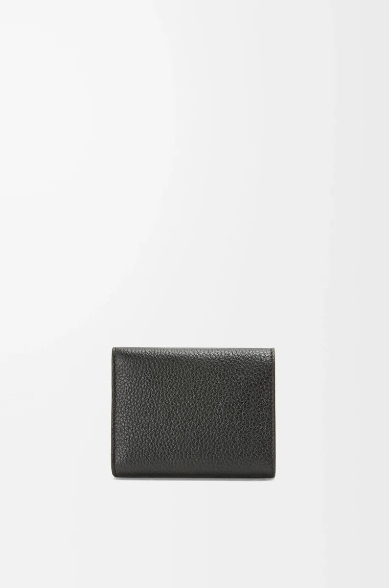 portafoglio trifold in morbida pelle di vitello granata nero