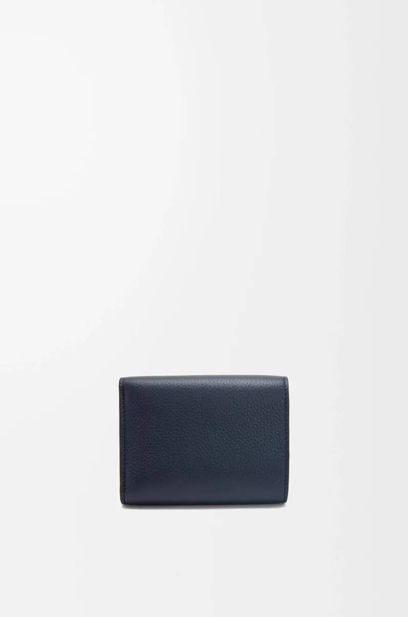 portafoglio trifold in morbida pelle di vitello grana deep navy