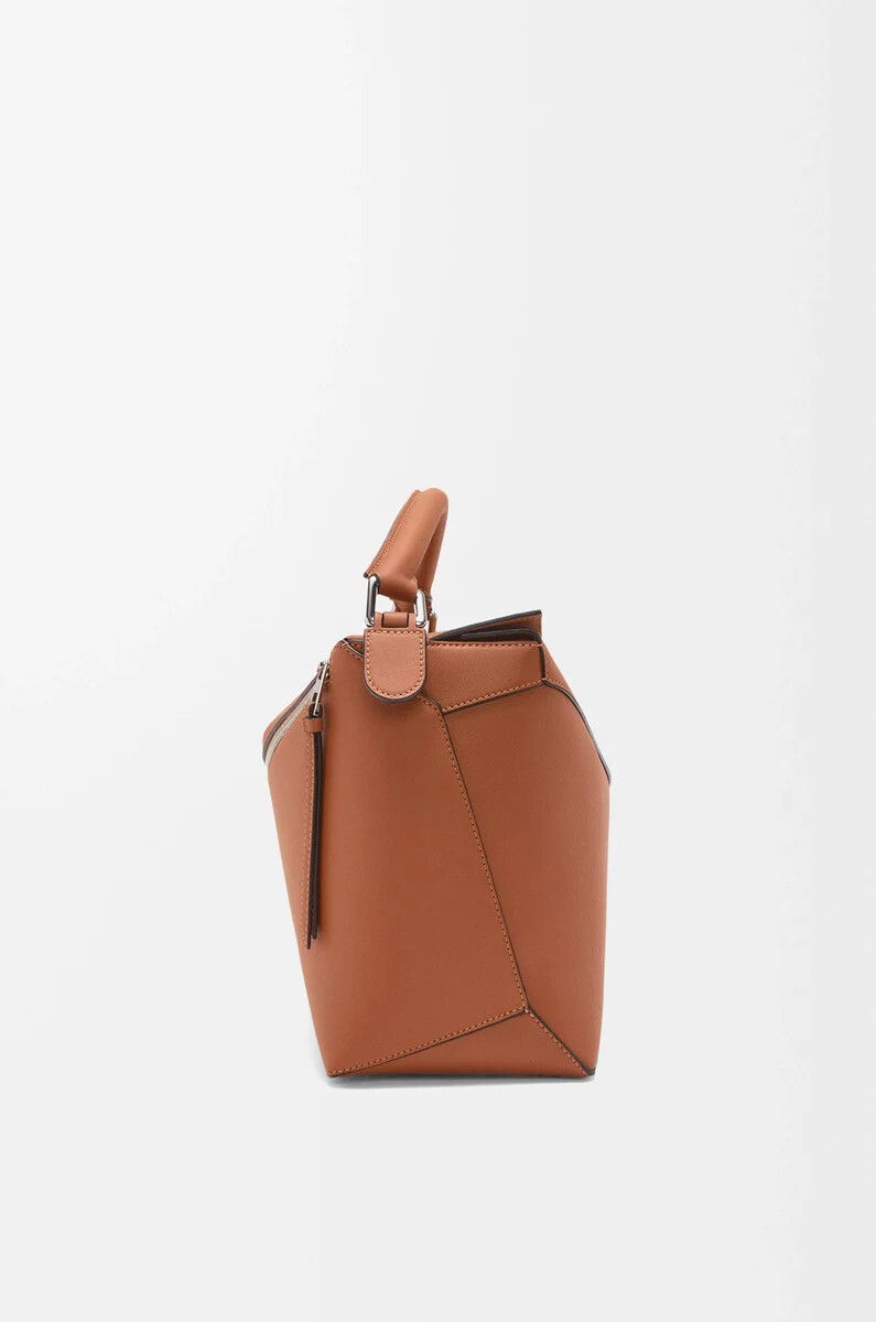 borsa puzzle edge grande in pelle di vitello classica tan