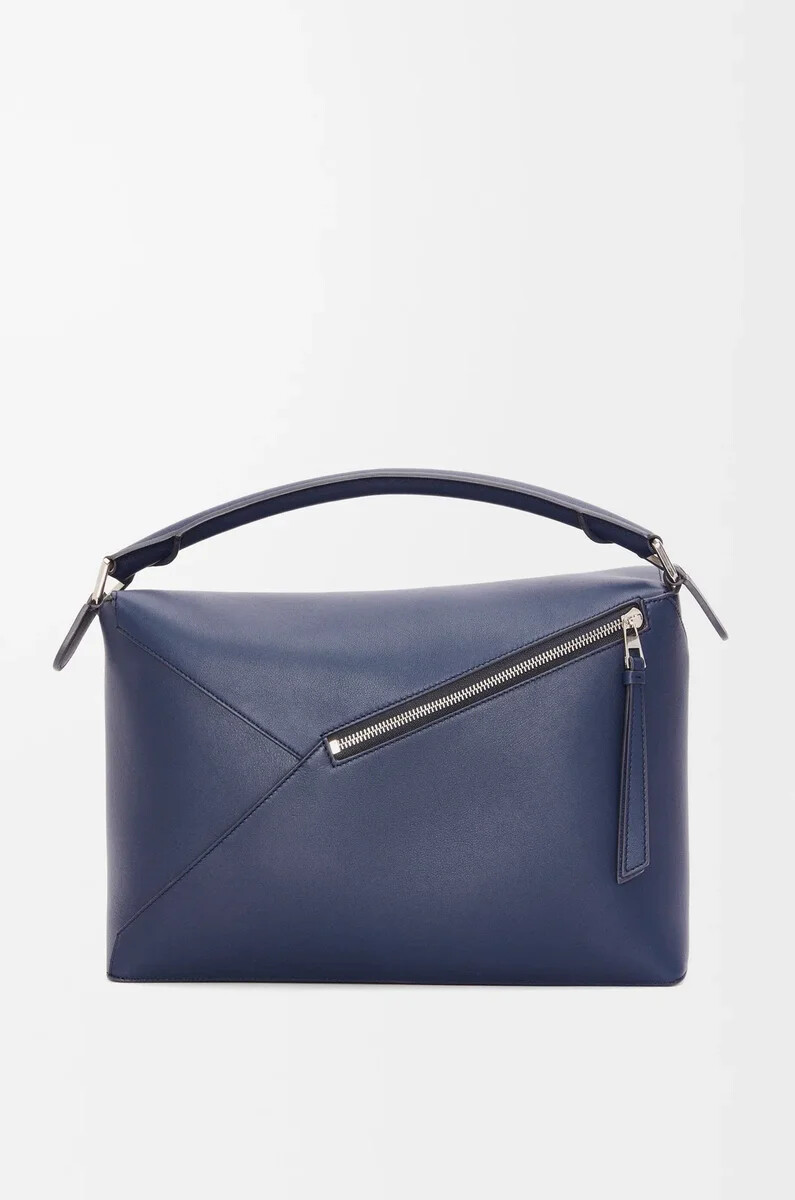 borsa puzzle edge grande in pelle di vitello classica abyss blue