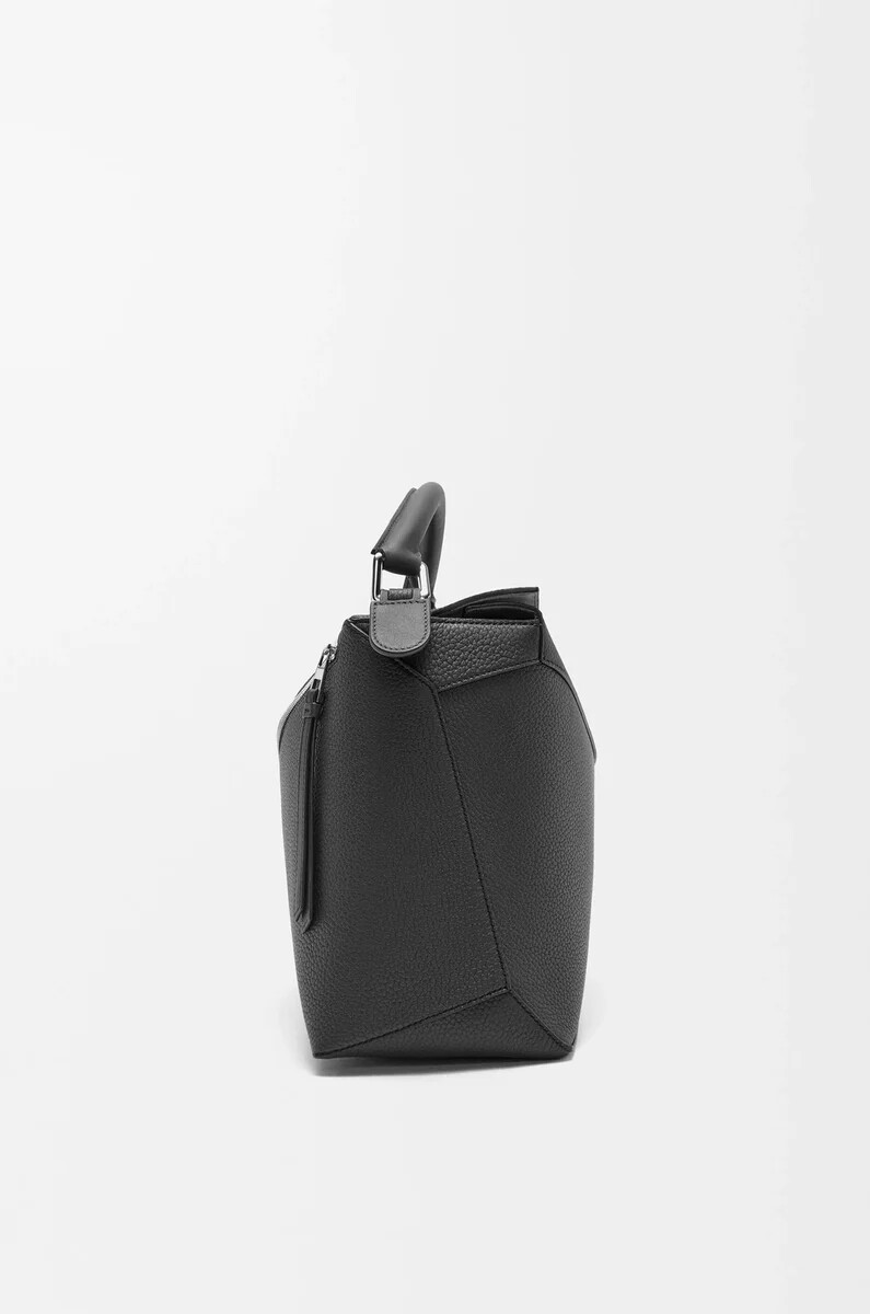 borsa puzzle edge grande in pelle di vitello granata nero