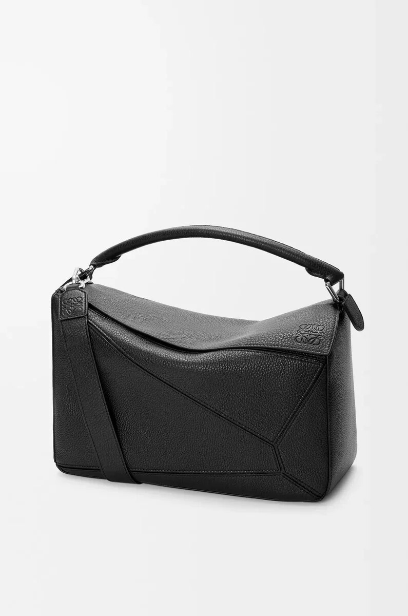 borsa puzzle grande in morbida pelle di vitello granata nero