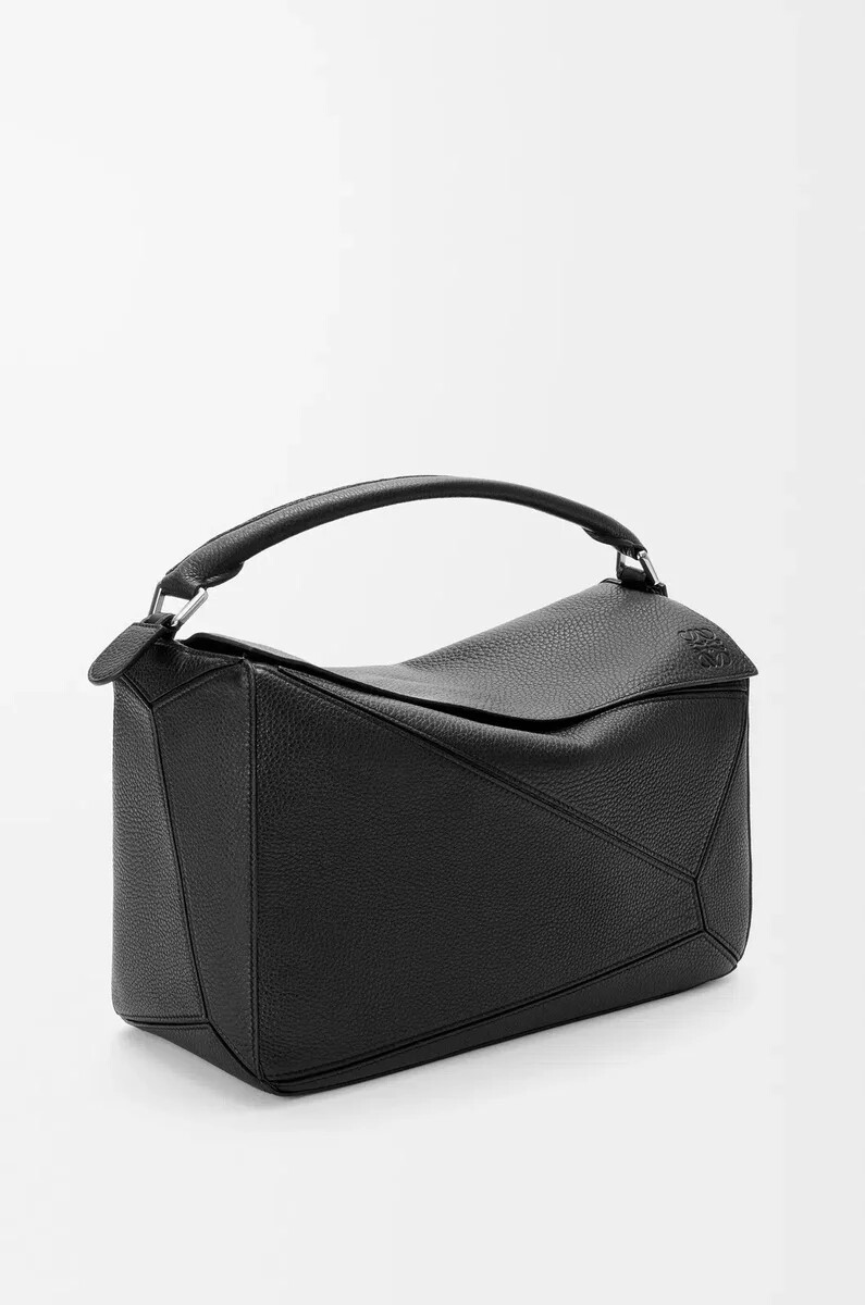 borsa puzzle grande in morbida pelle di vitello granata nero