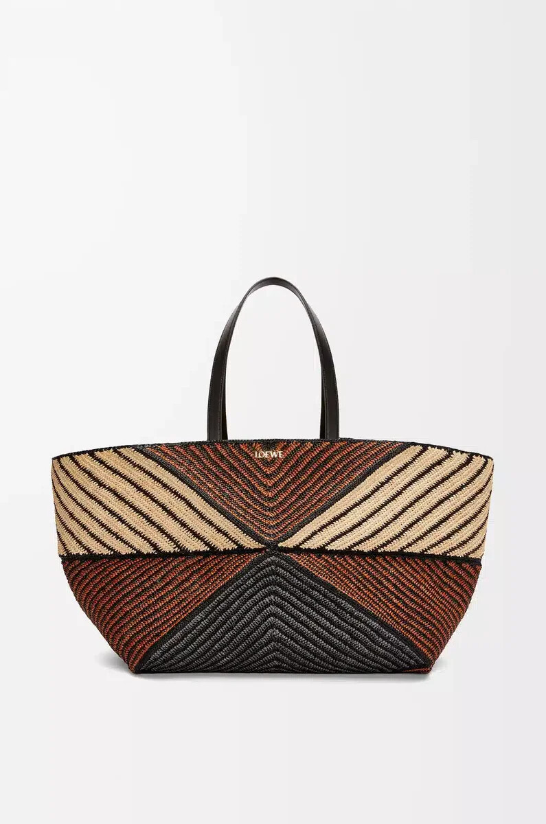 borsa pieghevole xxl puzzle in rafia naturaleoro miele