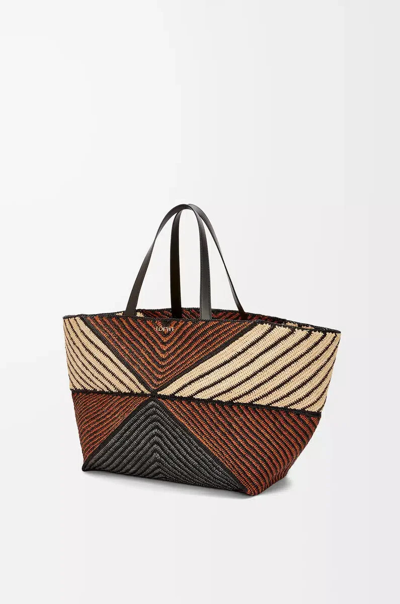 borsa pieghevole xxl puzzle in rafia naturaleoro miele