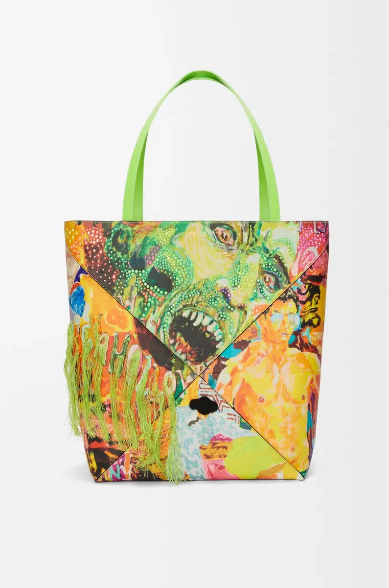 borsa tote xl puzzle fold in pelle di vitello classica vivid greenmulticolor