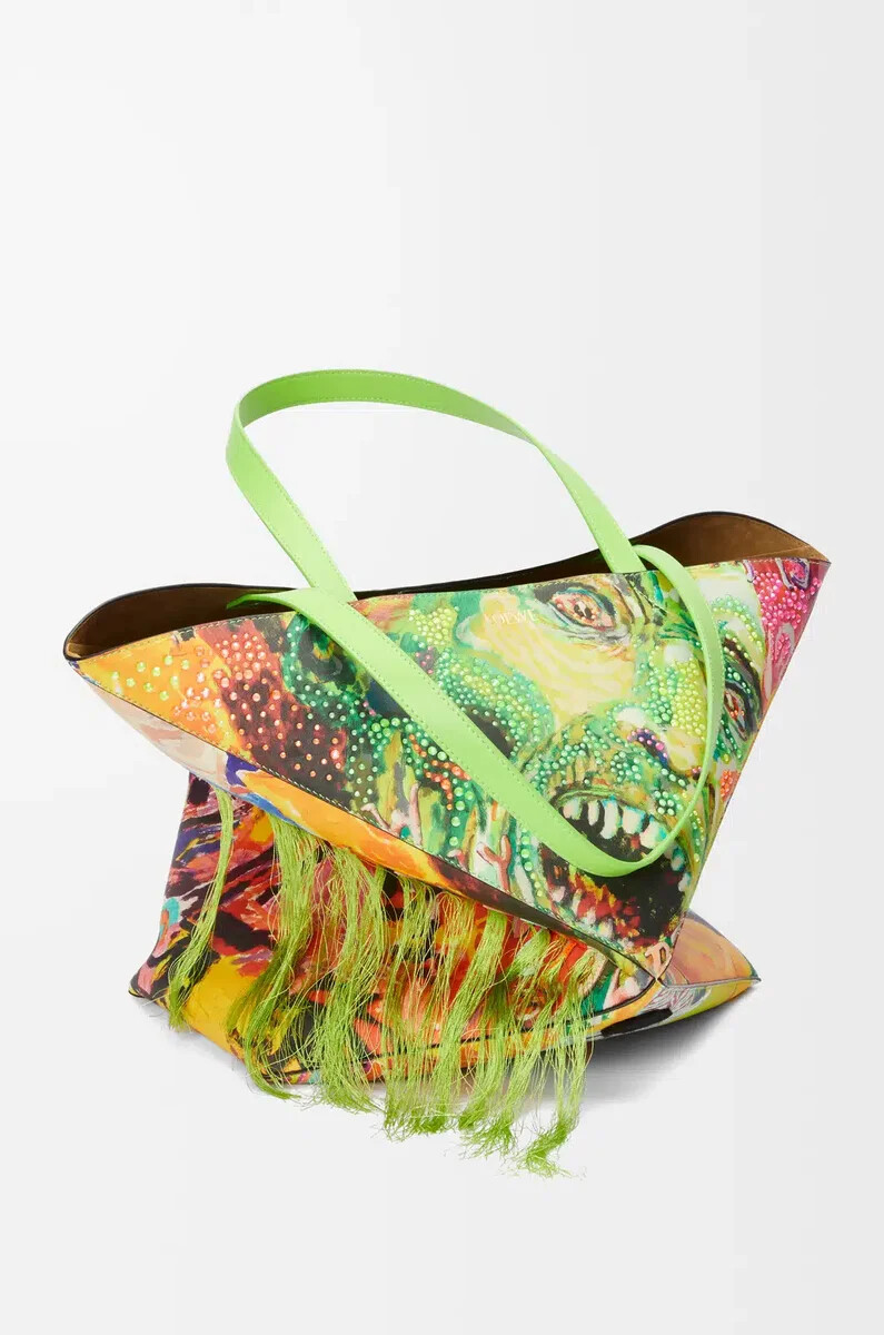 borsa tote xl puzzle fold in pelle di vitello classica vivid greenmulticolor