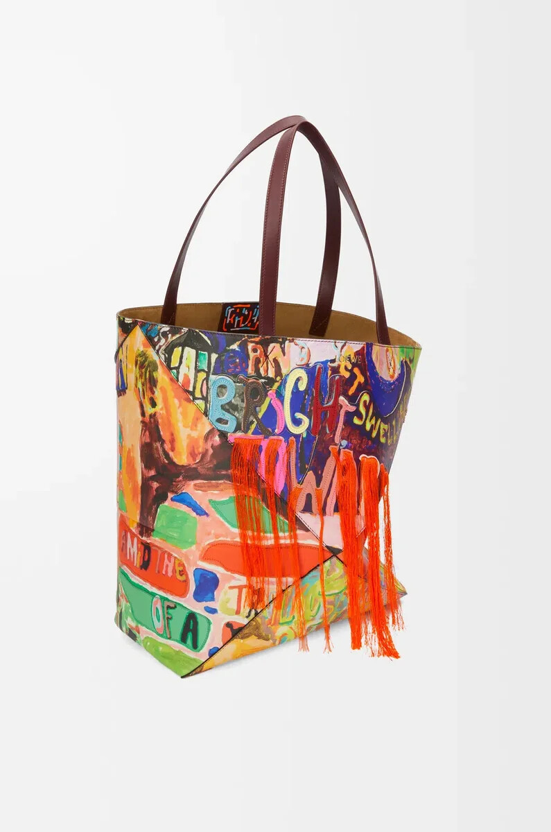 borsa xl puzzle fold in pelle di vitello classica borgogna scuromulticolore