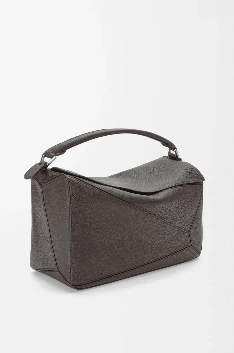 borsa puzzle grande in morbida pelle di vitello granata grigio scuro